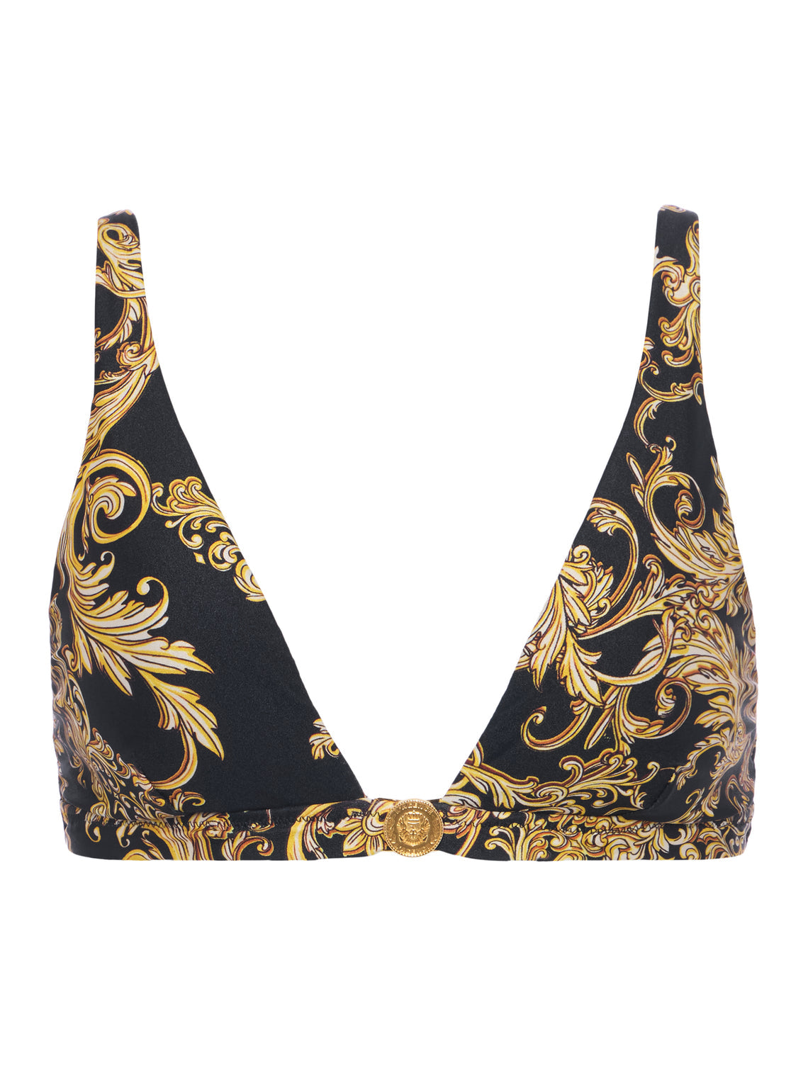 L'AGENCE Lexie Bikini Top in Black Gold Baroque