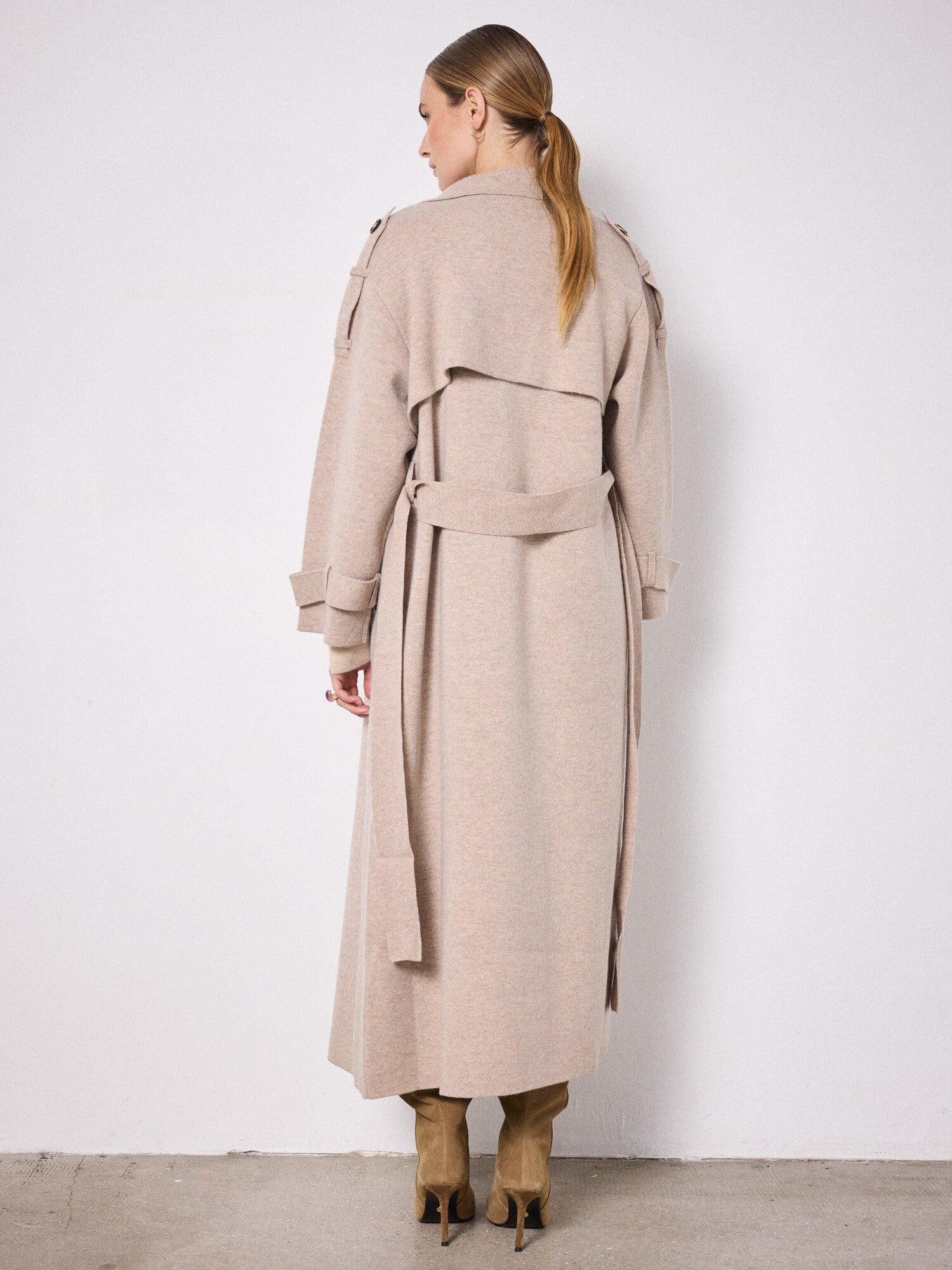 NOTSHY CASHMERE Talia Wool Cashmere Trench Coat in Terre FumŽe