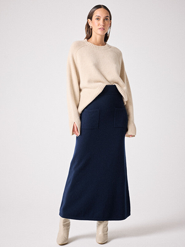 NOTSHY CASHMERE Zelie Cashmere Skirt in Marine