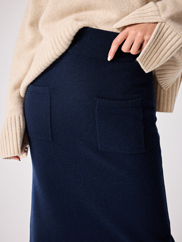 NOTSHY CASHMERE Zelie Cashmere Skirt in Marine