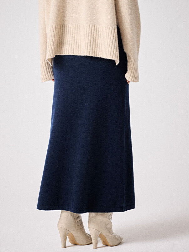 NOTSHY CASHMERE Zelie Cashmere Skirt in Marine