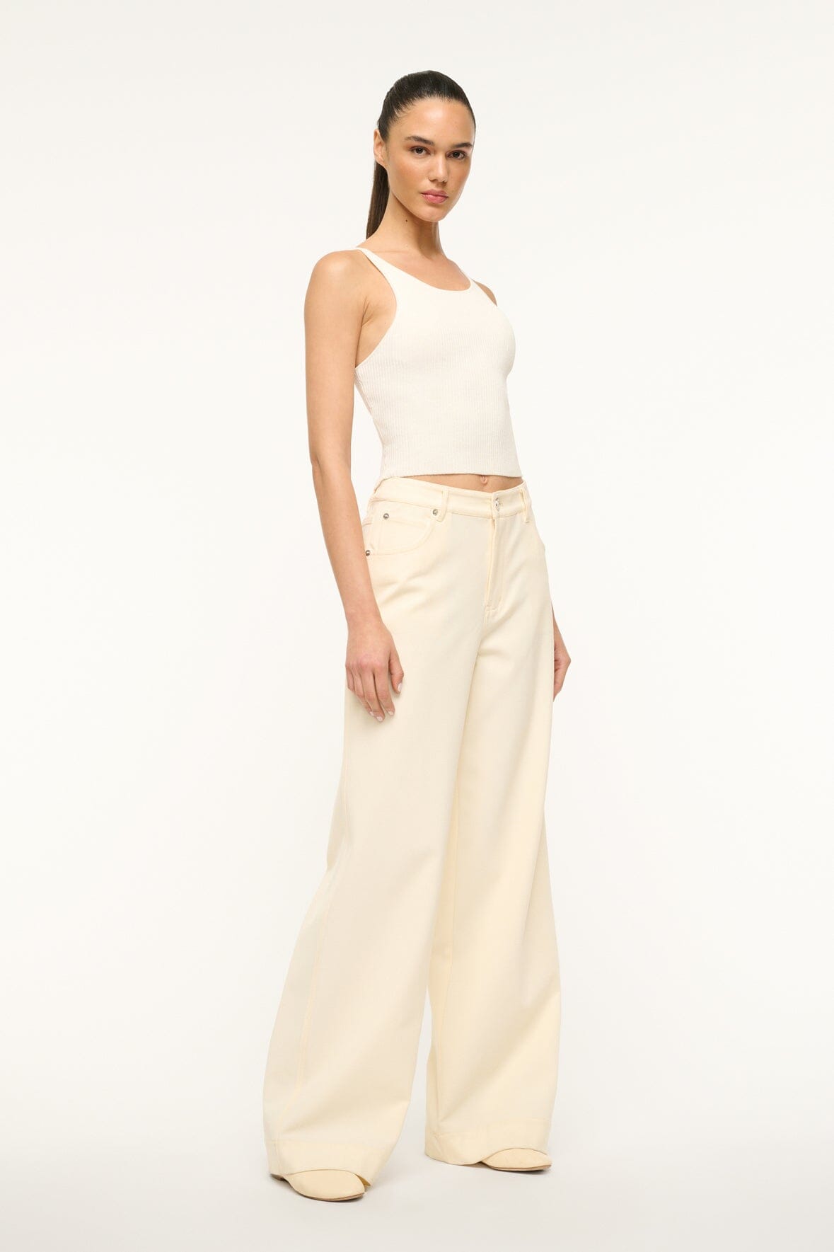 STAUD Grayson Pant in Ecru