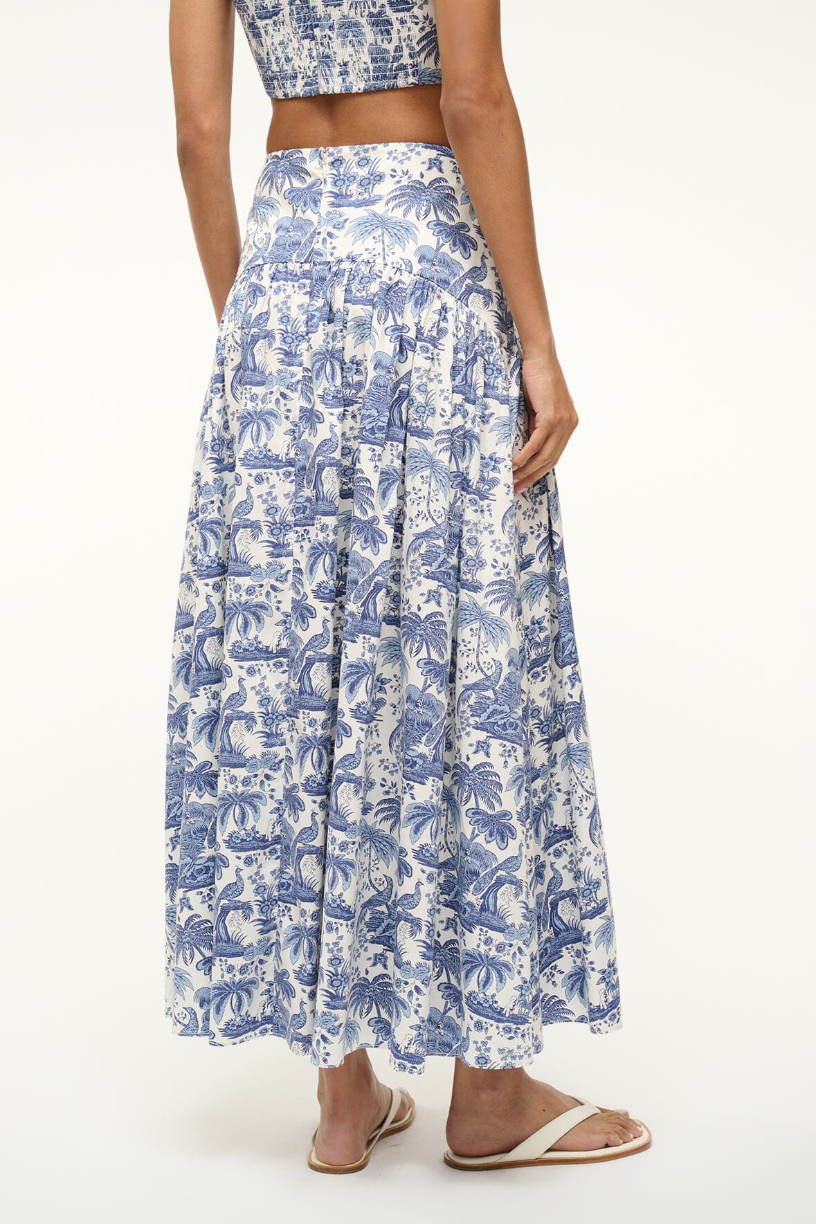 STAUD Procida Skirt in Blue Toile