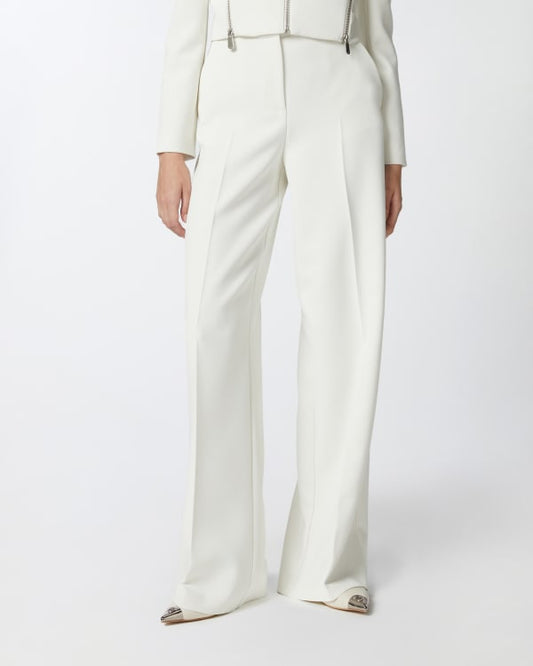 PINKO Pergamino Crepe Palazzo Trousers in White