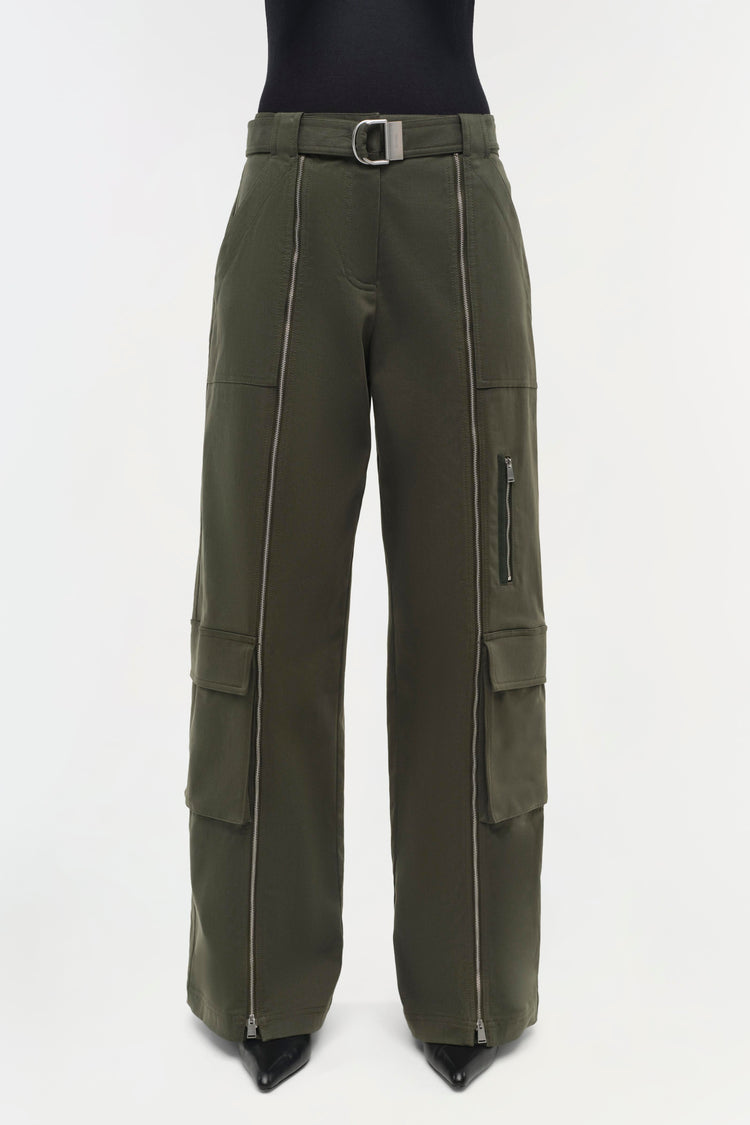 SIMKHAI Fabiana Belted Pant in Moss