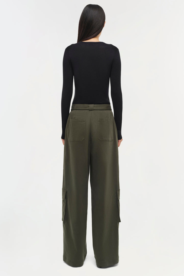 SIMKHAI Fabiana Belted Pant in Moss