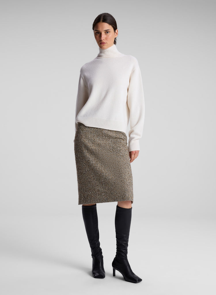 A.L.C. Cara Houndstooth Skirt in Cream/Brown