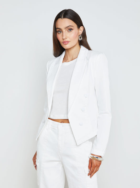 L'AGENCE white denim BLAZER