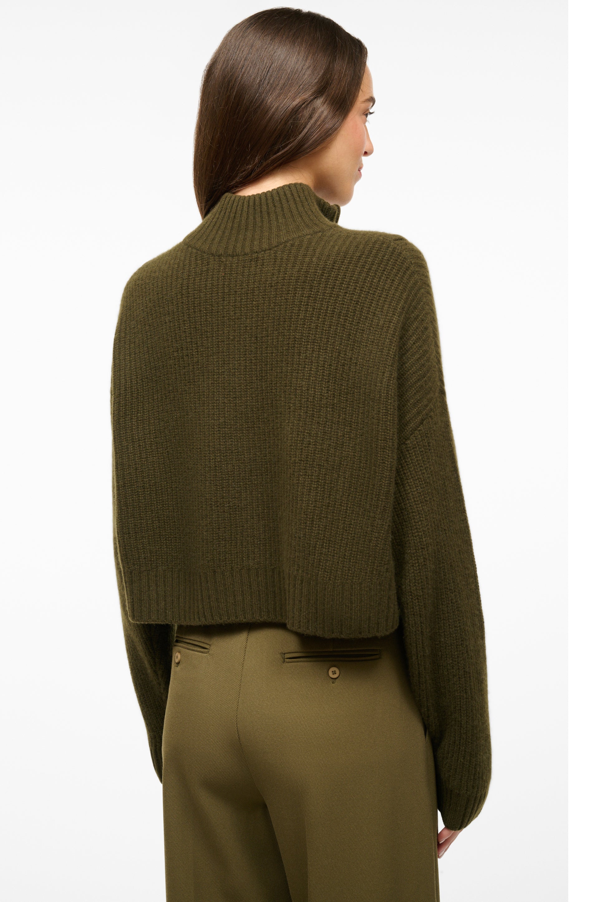 STAUD Cropped Hampton Sweater in Sergeant Green