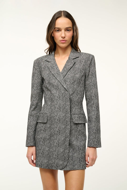 STAUD Greenwich Blazer Dress  In Textured Herringbone