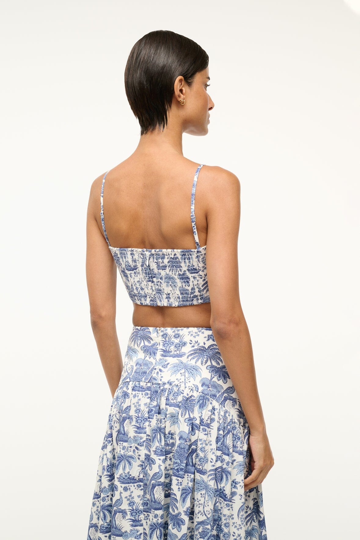 STAUD Federico Tank in Blue Toile