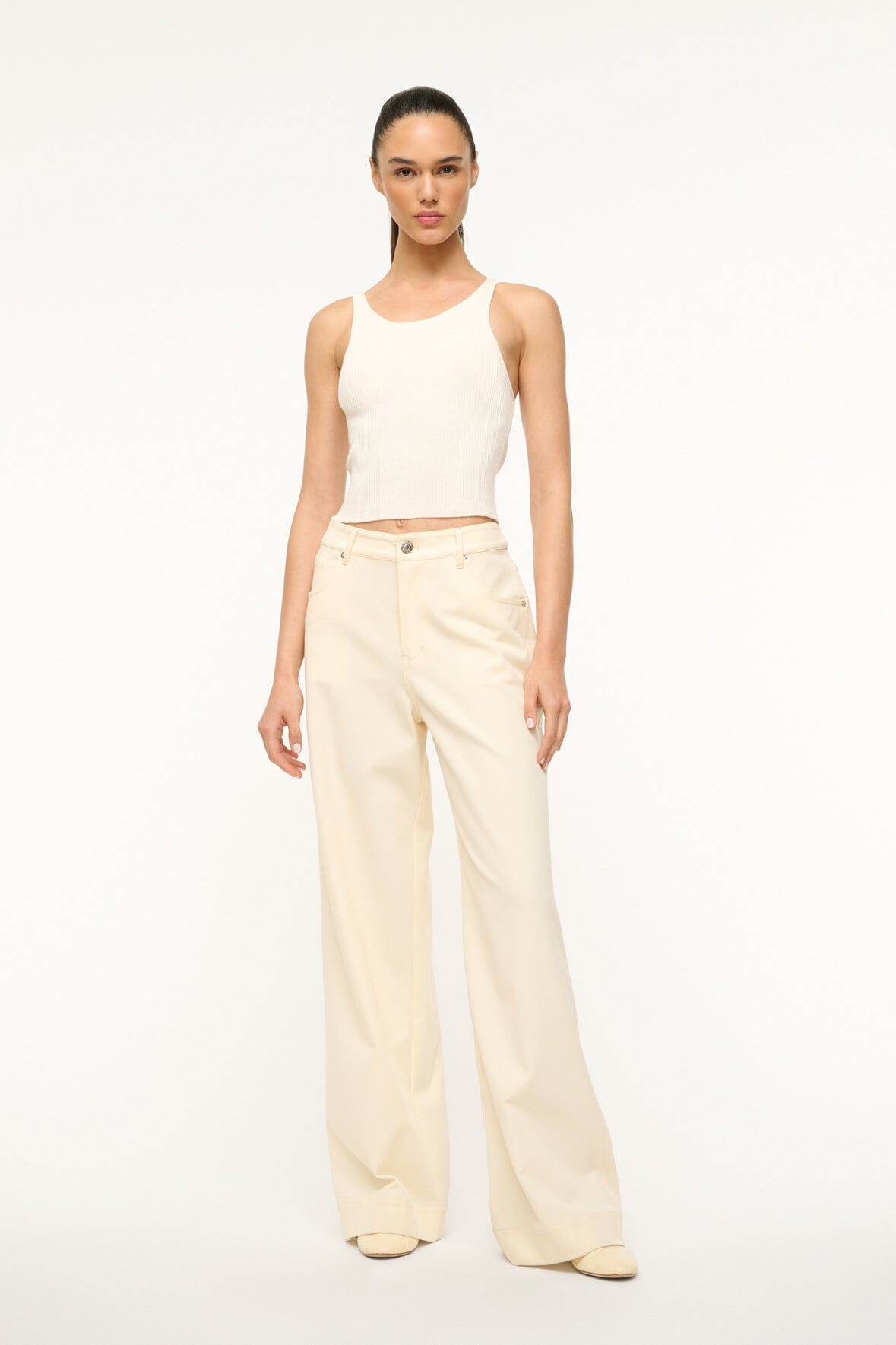 STAUD Grayson Pant in Ecru