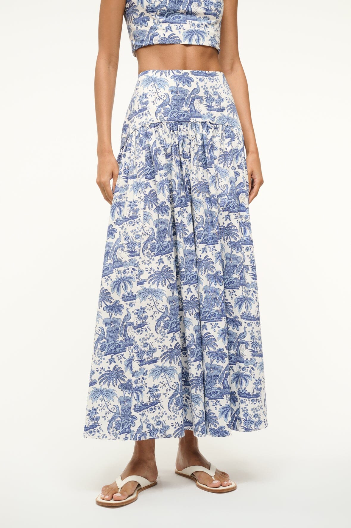 STAUD Procida Skirt in Blue Toile