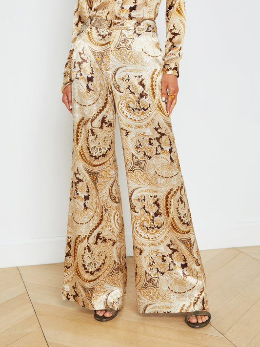 L'AGENCE silk PAISLEY wide leg pants