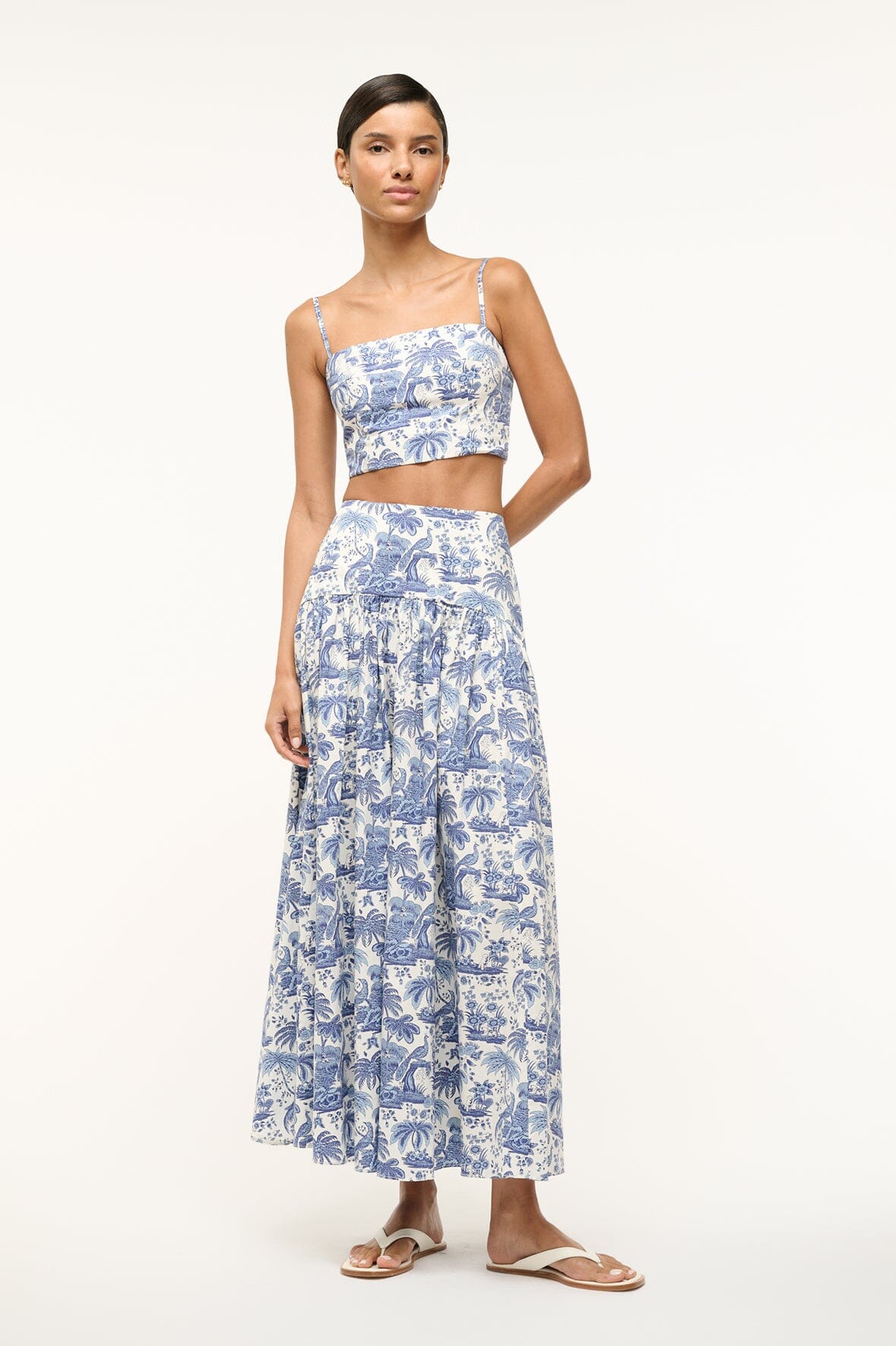 STAUD Procida Skirt in Blue Toile