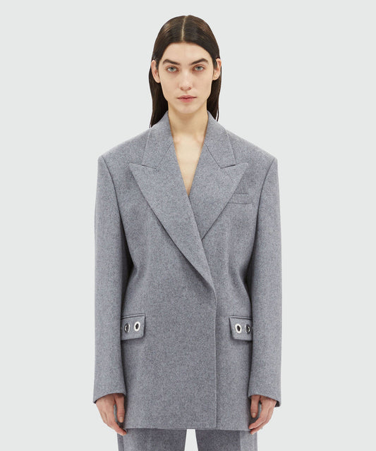 MSGM Structured Wool Jacket with Studs in Grey