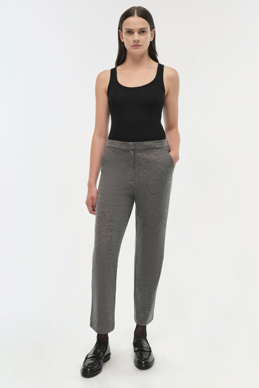 SIMKHAI Hayley Cropped Pant in Warm Gray