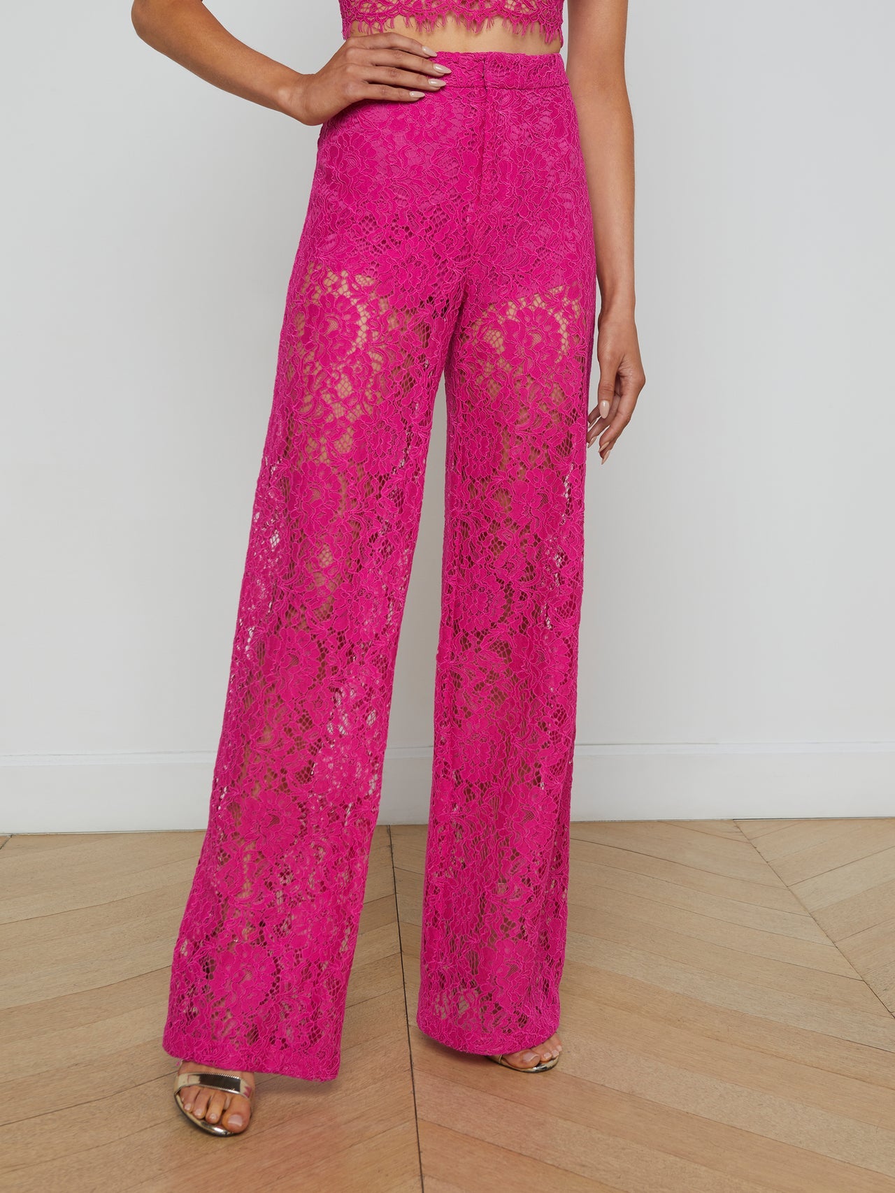 L'AGENCE Livvy Lace Trouser in Light Ruby