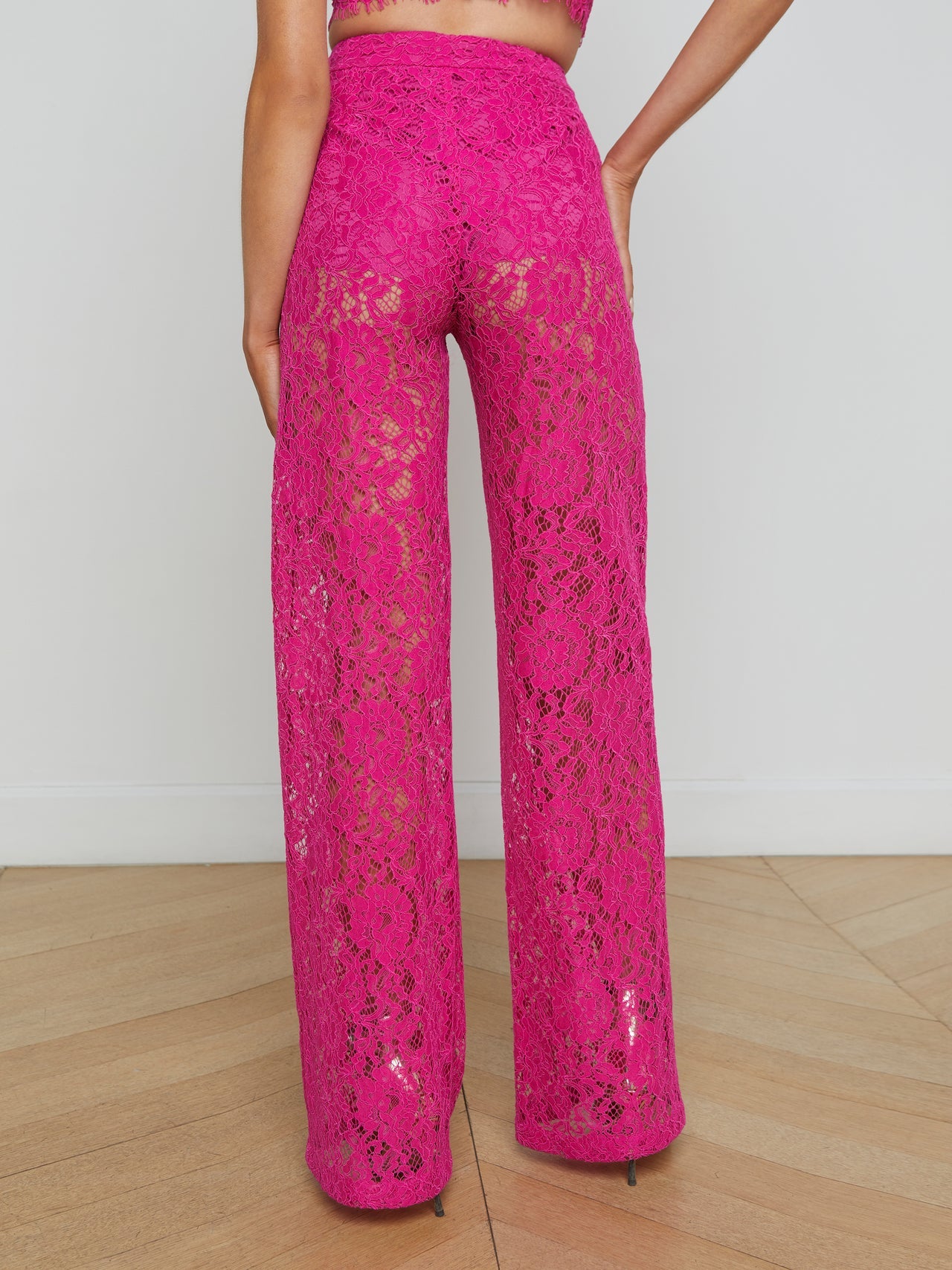 L'AGENCE Livvy Lace Trouser in Light Ruby