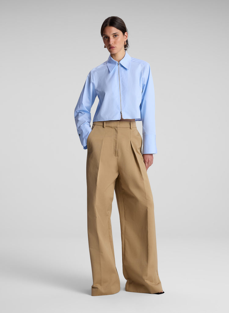 A.L.C. Ryder Cotton Wide Leg Pant in Autumn Khaki