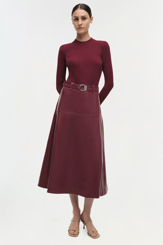 SIMKHAI Ulyssia Midi Dress in Oxblood