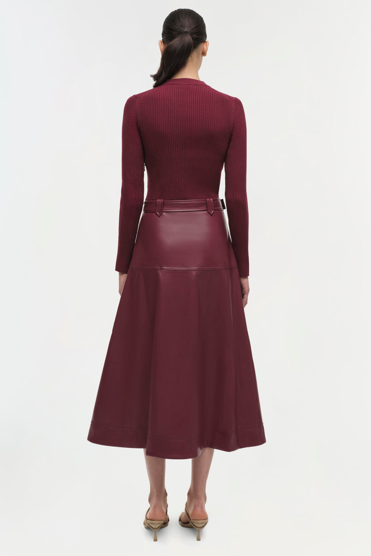 SIMKHAI Ulyssia Midi Dress in Oxblood