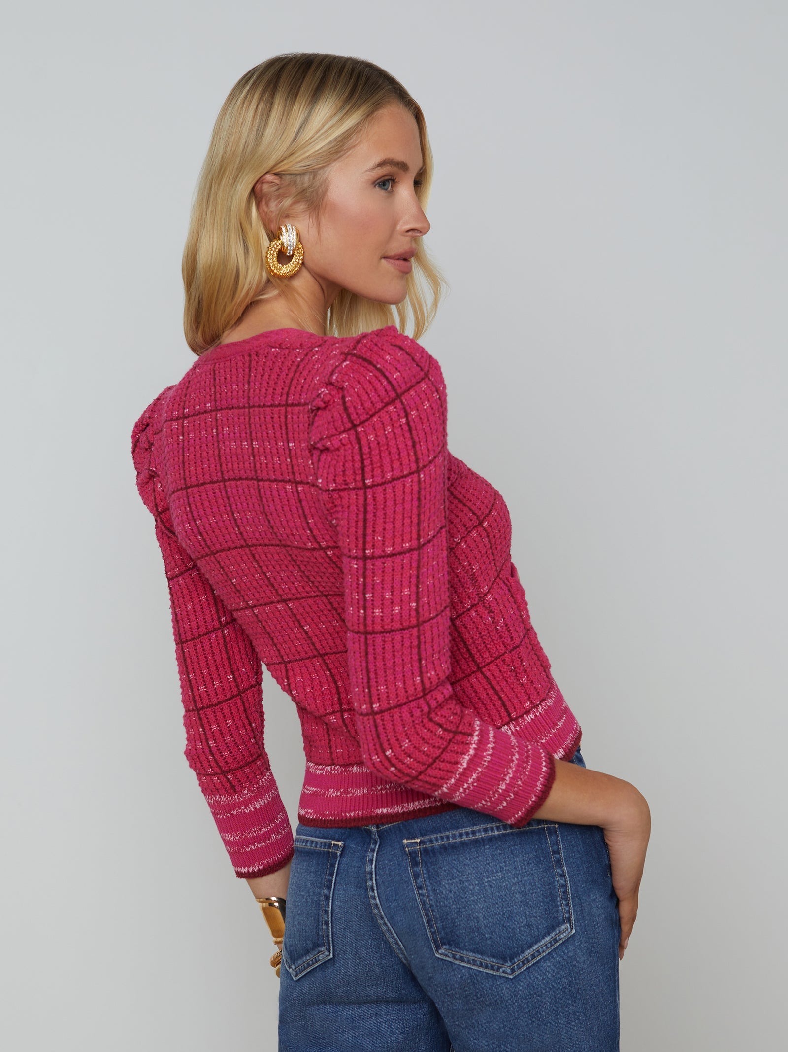 L'AGENCE Jenni Cardigan in Pink Multi