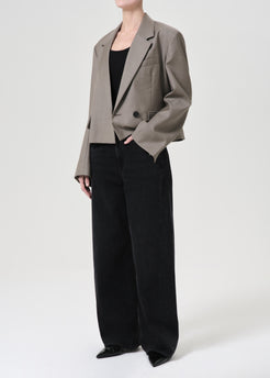 AGOLDE Callie Cropped Blazer in Khaki Wool