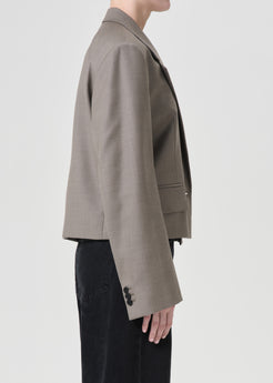 AGOLDE Callie Cropped Blazer in Khaki Wool