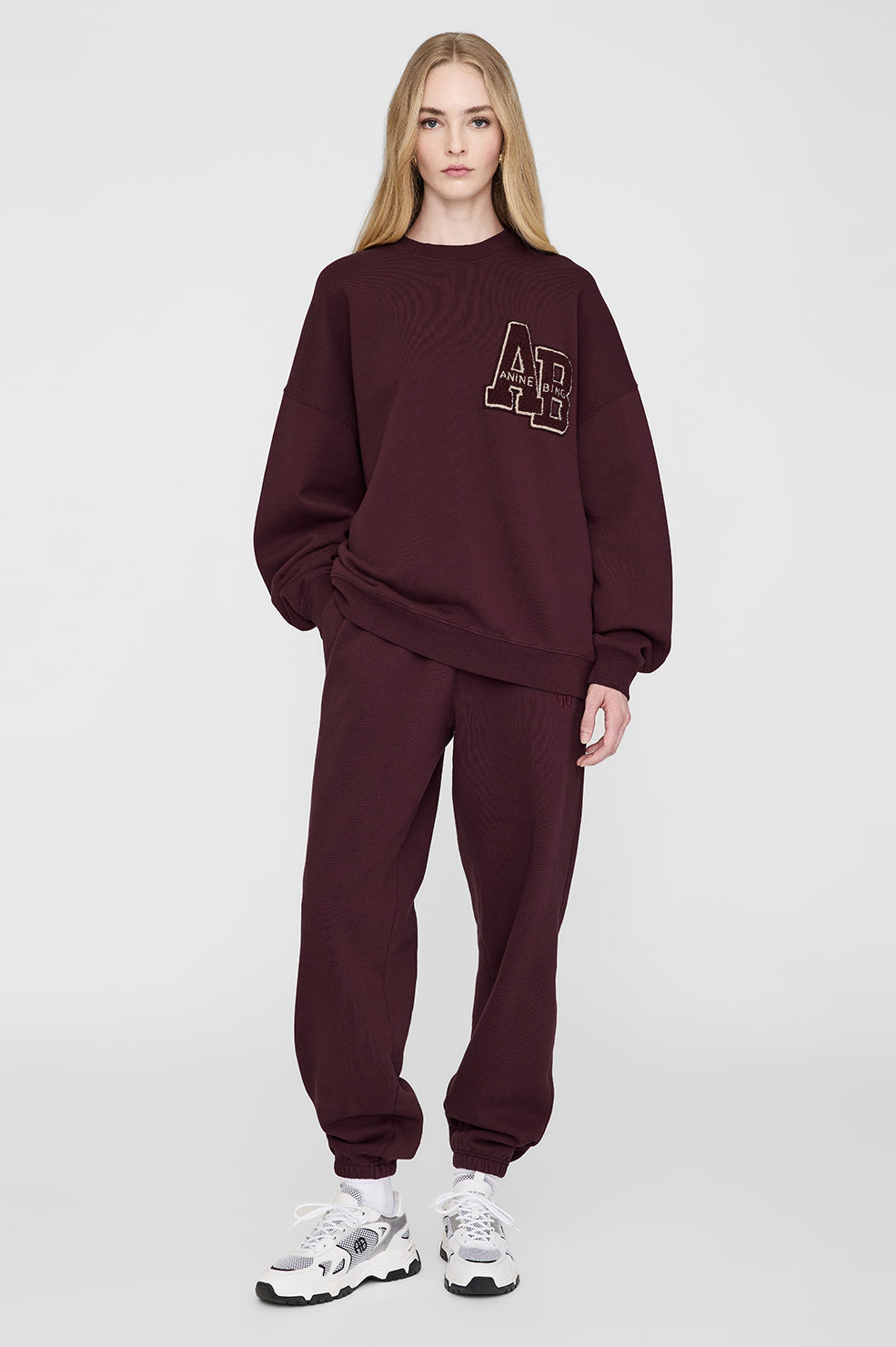 Anine Bing Karter Jogger in Dark Burgundy