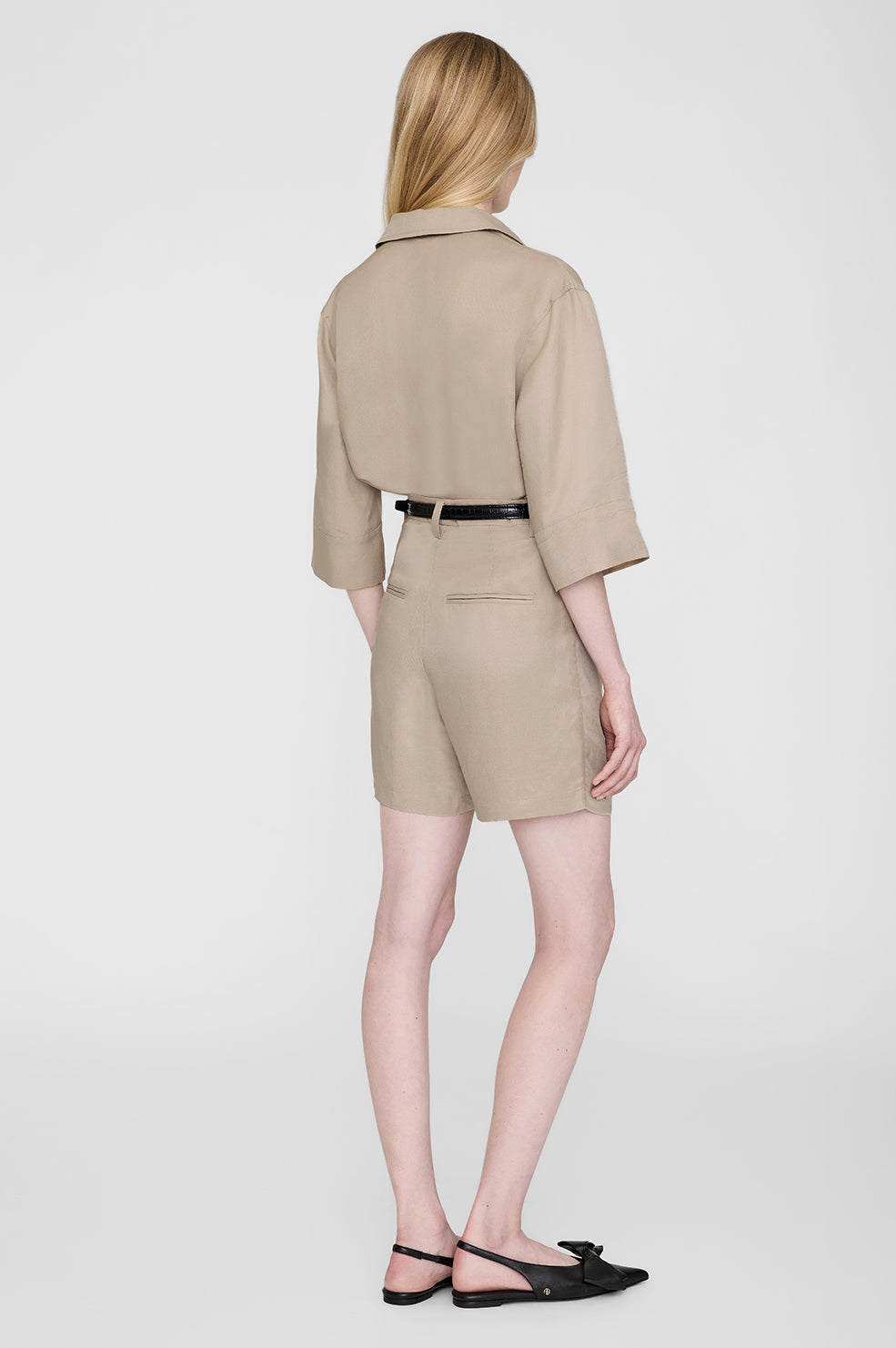 Anine Bing Mary Shirt in Oatmeal Linen Blend
