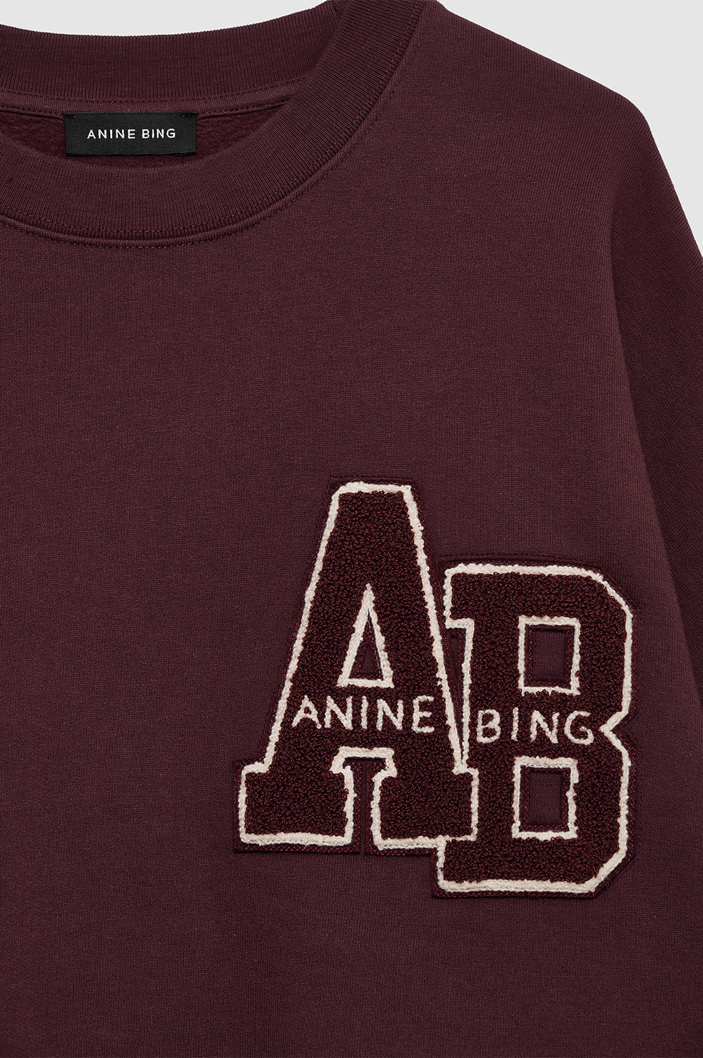 Anine Bing Miles Oversized Sweatshirt Letterman in Dark Burgundy