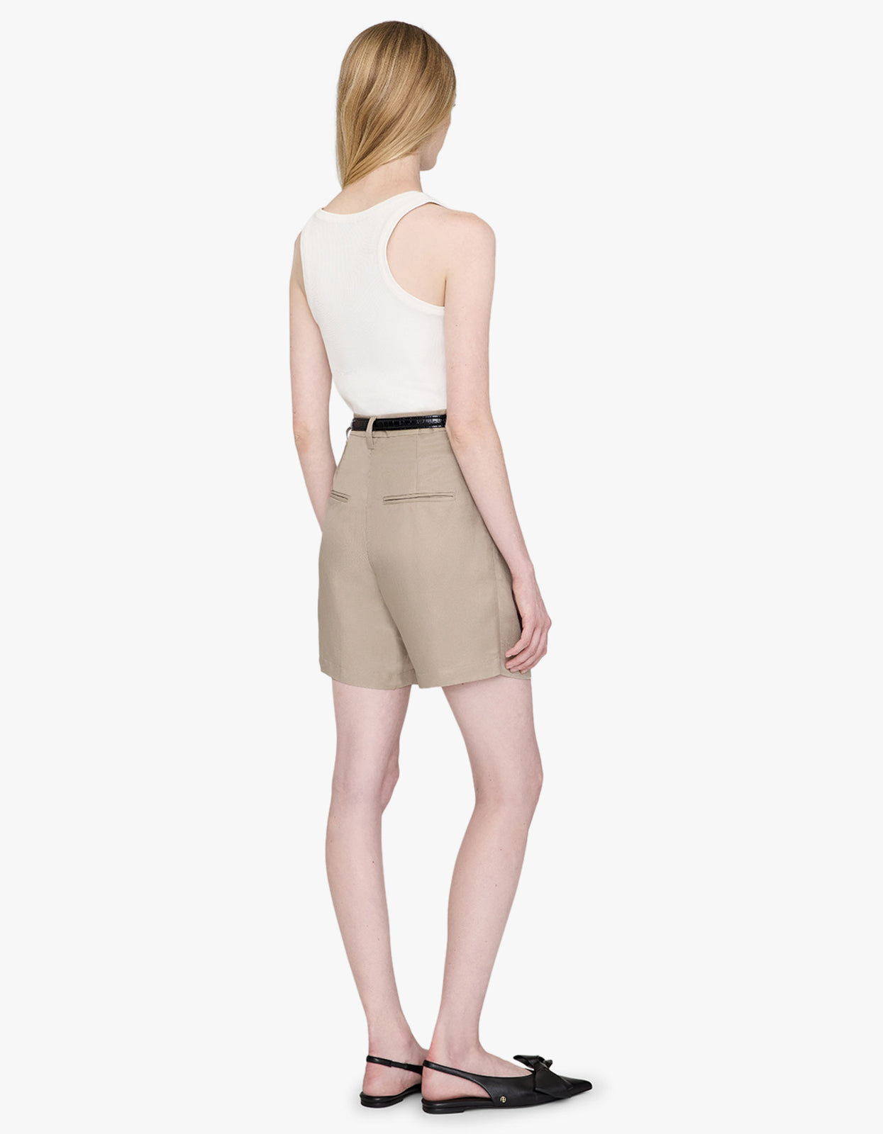 Anine Bing Carrie Short in Oatmeal Linen Blend