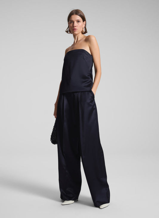 A.L.C. Ryder Satin Wide Leg Pant in Deep Navy