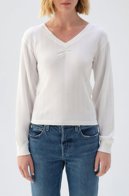 AMO Denim Beau Waffle Knit Thermal in White