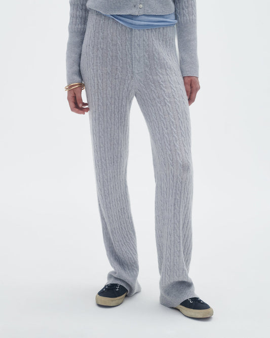 Guest In Residence Cable Cashmere Trouser in Stone Grey