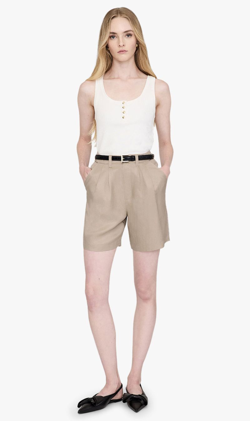 Anine Bing Carrie Short in Oatmeal Linen Blend