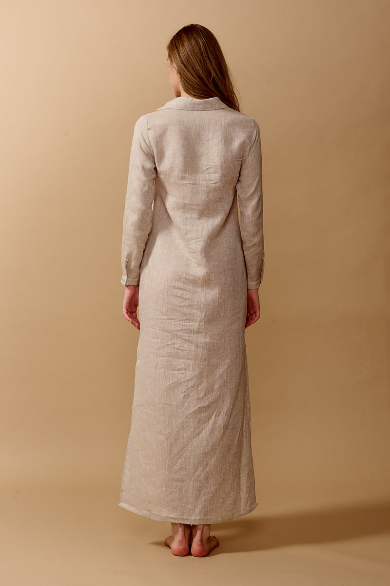 Sabbia Di Lino Giuska Dress in Beige