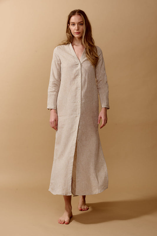 Sabbia Di Lino Giuska Dress in Beige