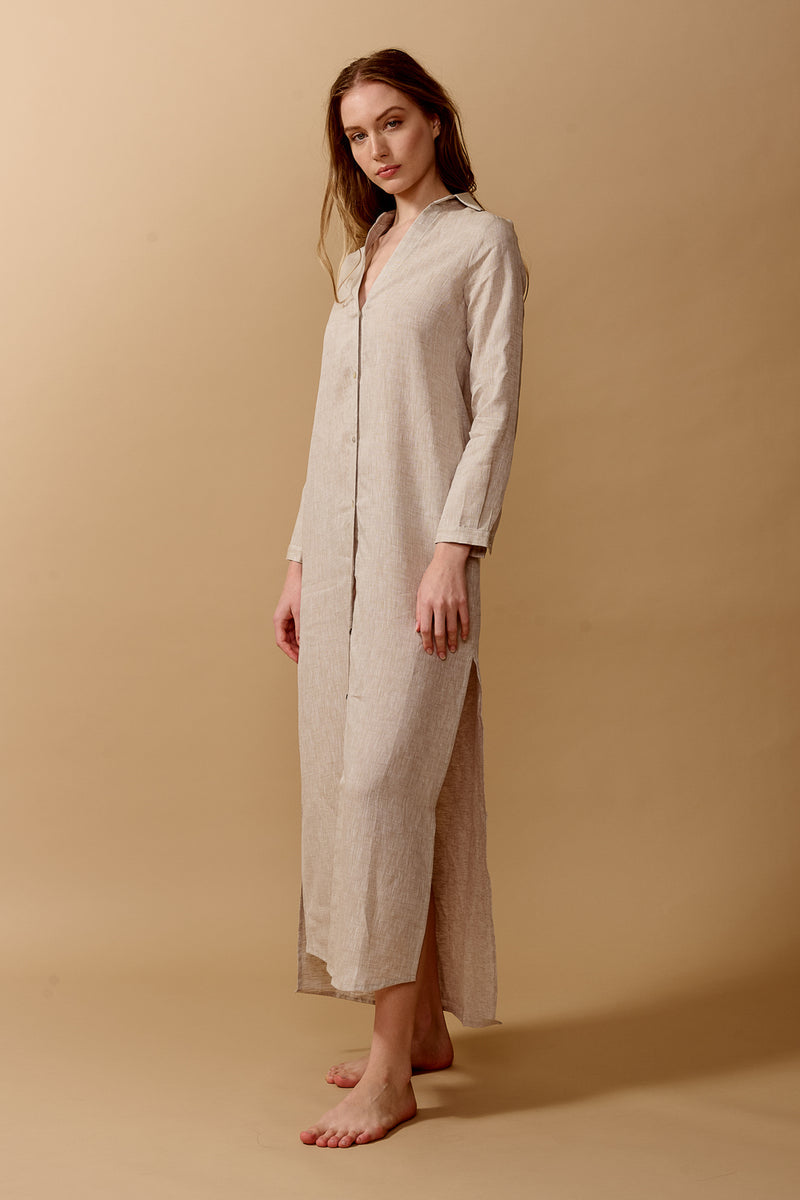 Sabbia Di Lino Giuska Dress in Beige