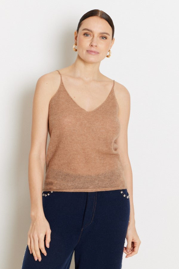 NOTSHY Patti Cashmere Tank Top in Camel Chine