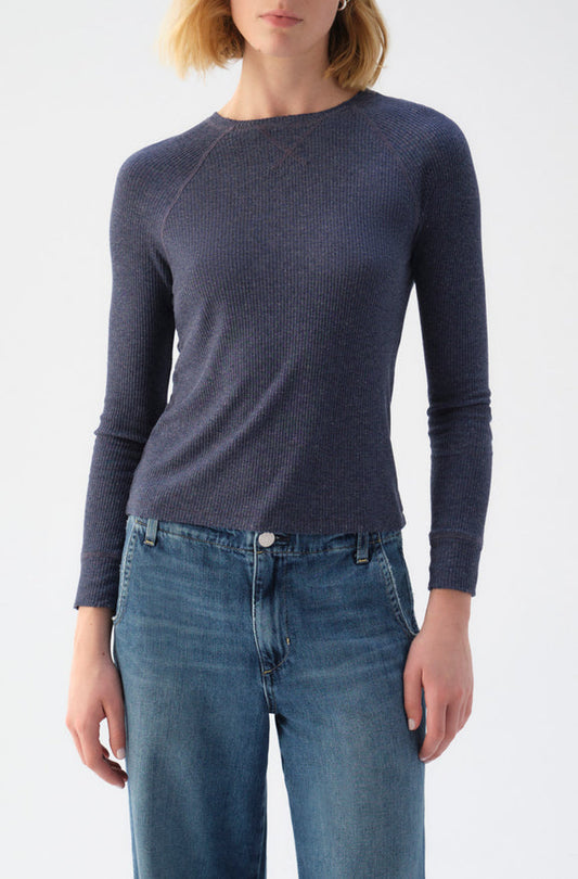 AMO Denim Lovely Rib Tee in Neptune