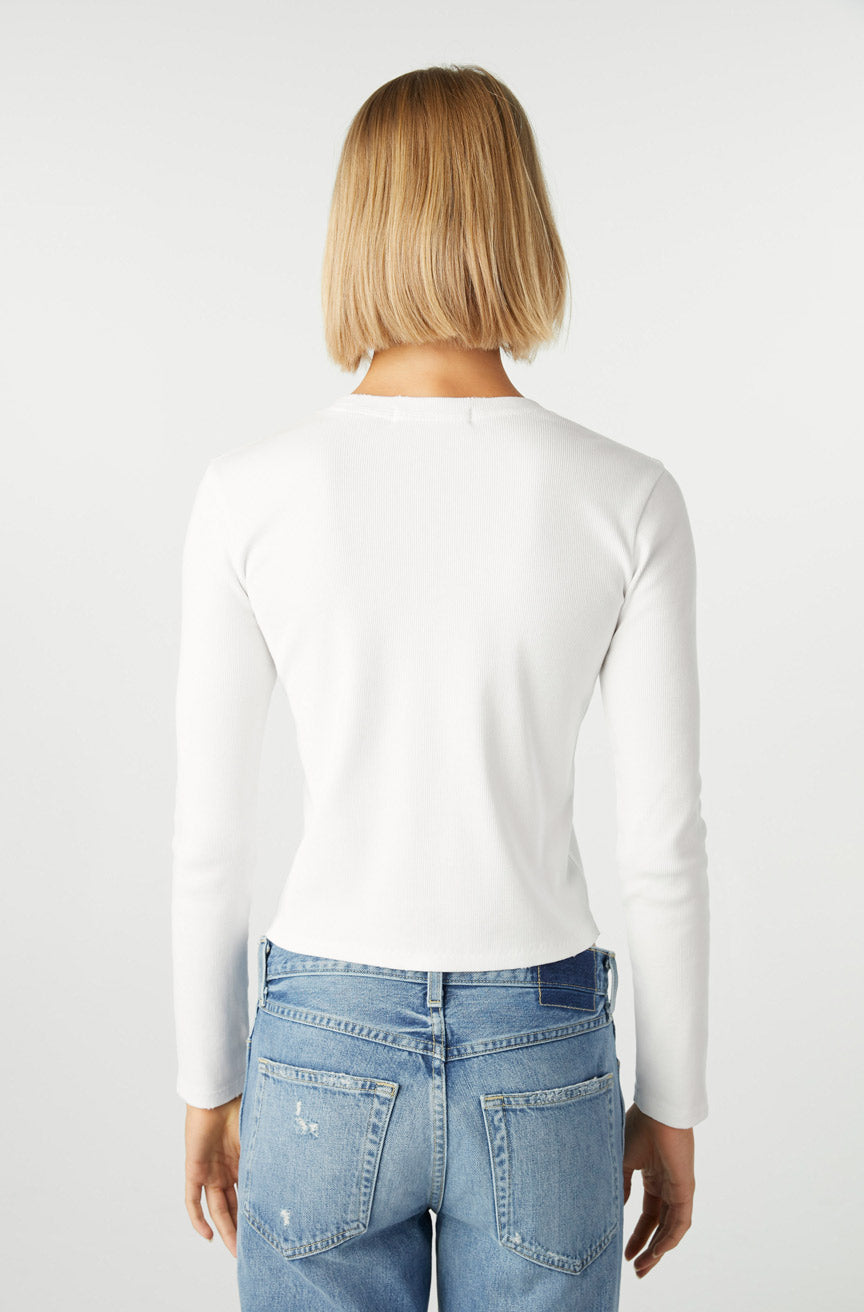 AMO Denim Slim Rib Tee in White