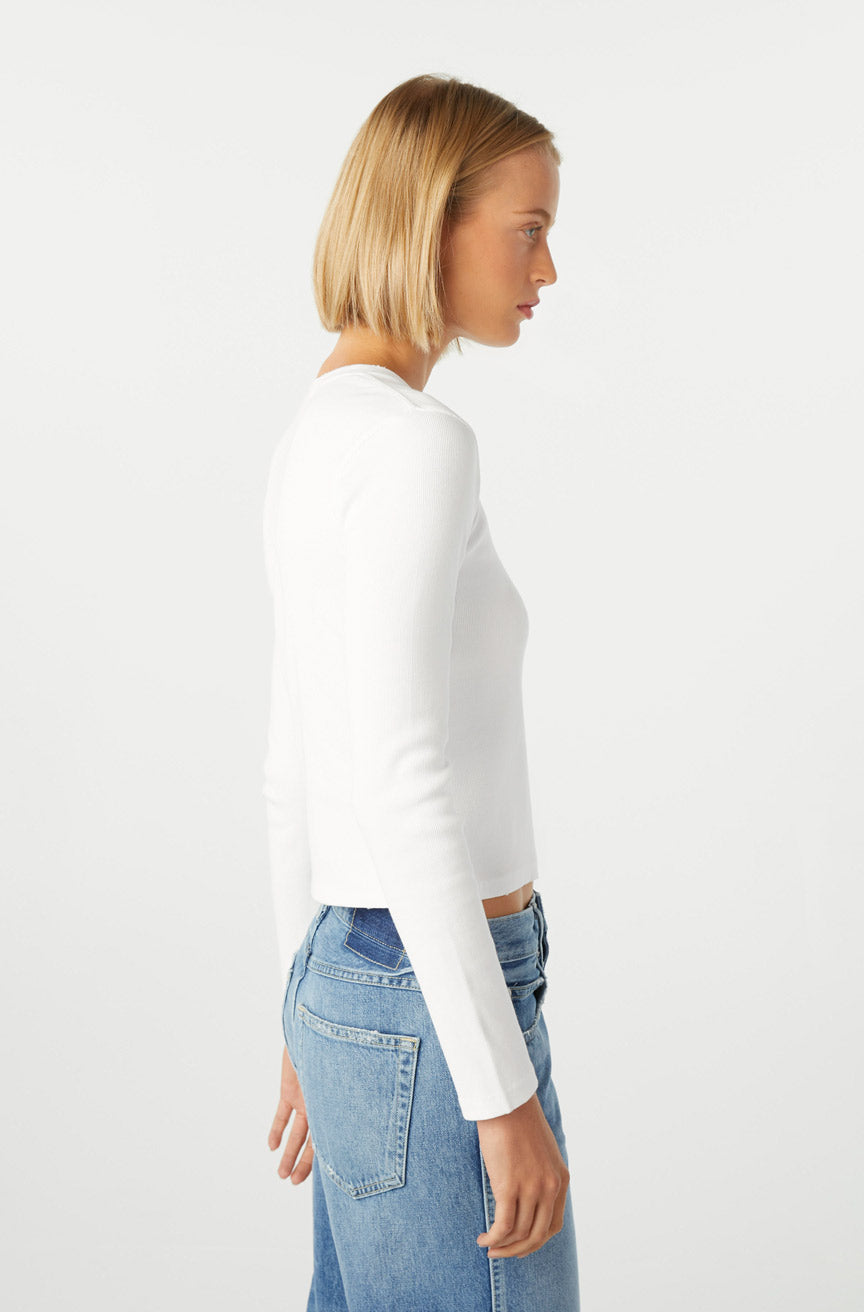 AMO Denim Slim Rib Tee in White