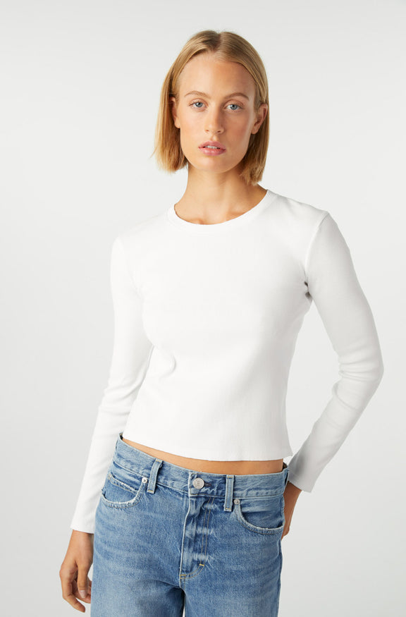 AMO Denim Slim Rib Tee in White