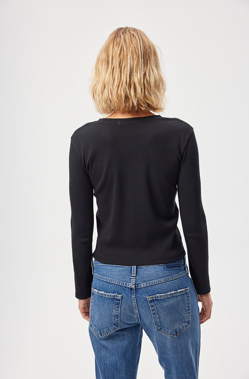 AMO Denim Slim Rib Tee in Black