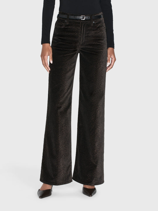 FRAME Le Slim Palazzo Velveteen Pants in Panthera