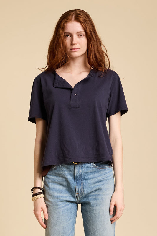 DENIMIST Henley Tee in Navy