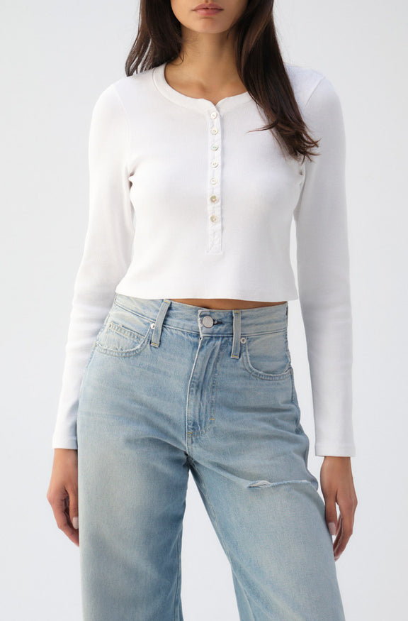 AMO Denim Sassy Henley in White