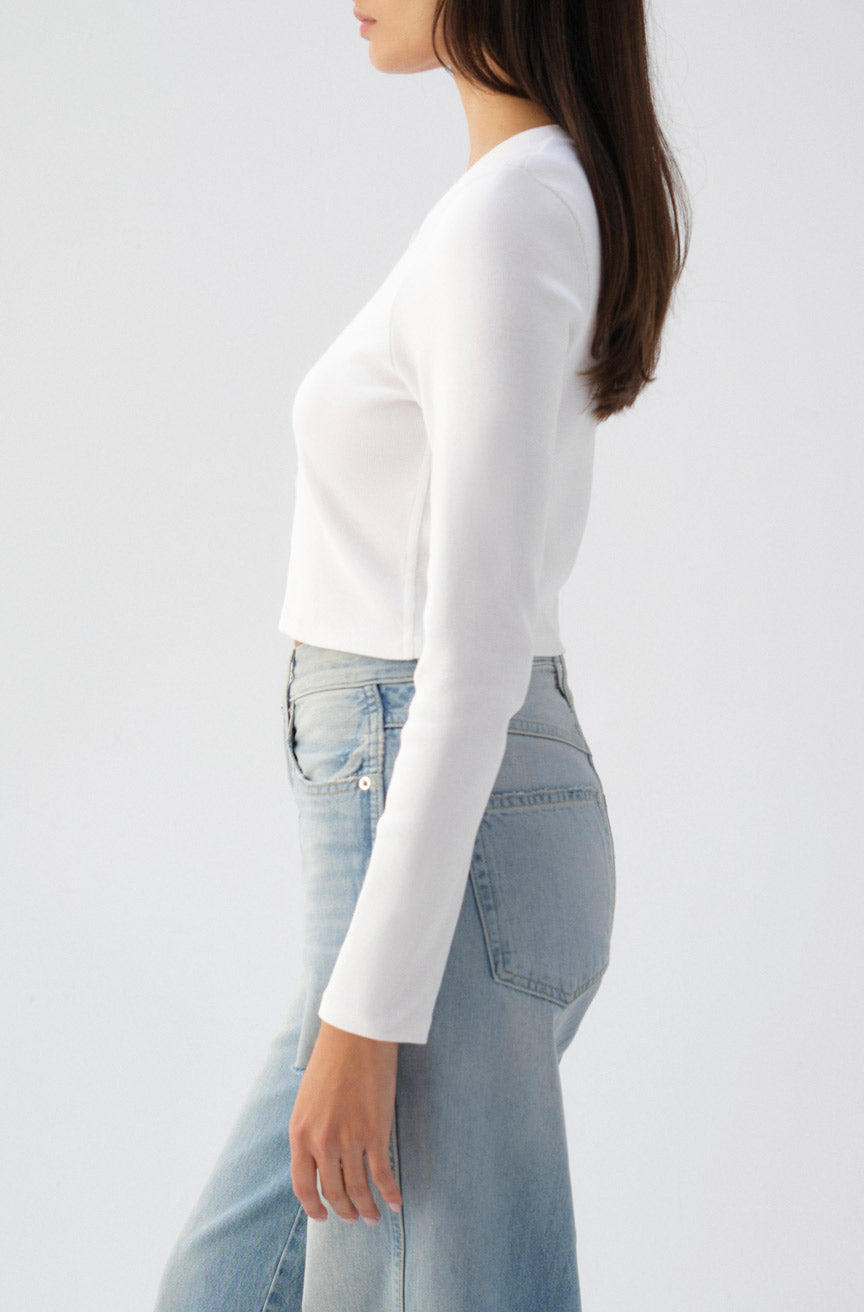 AMO Denim Sassy Henley in White